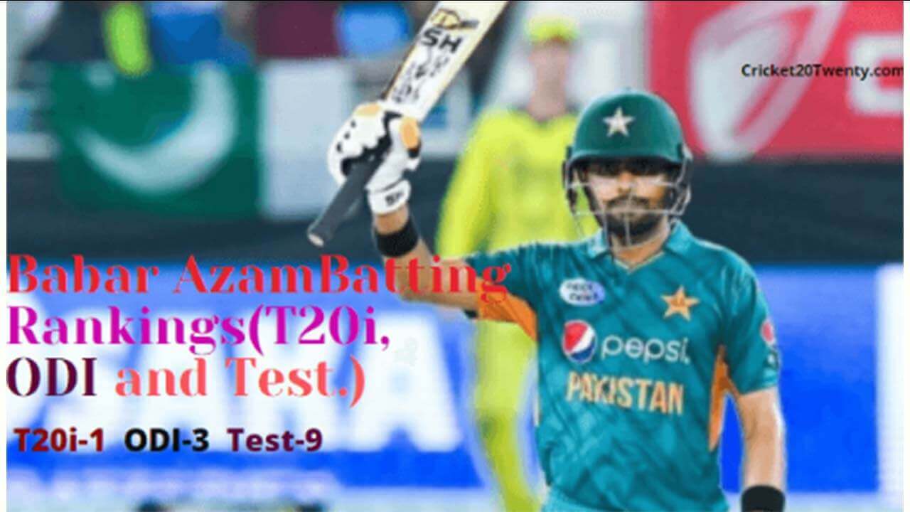 Babar Azam Batting Rankings in T20i, ODI and Test.