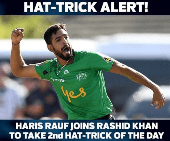 Haris Rauf Hat-Trick in Big Bash 2020-First T20 Hat-Trick By Haris Rauf
