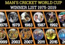Man's Cricket World Cup Winners List 1975 To 2019